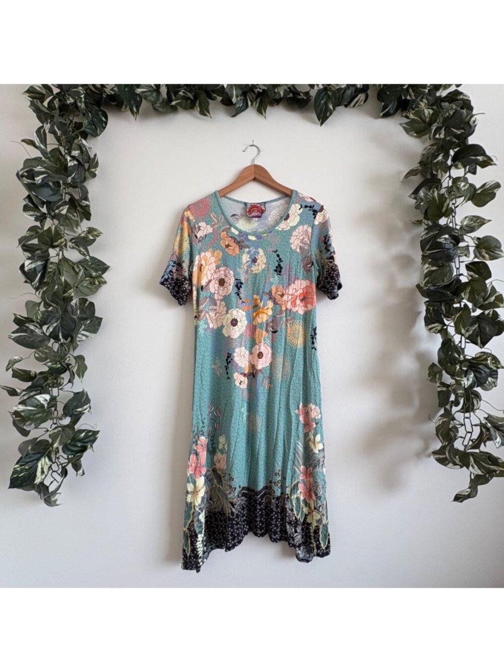 Johnny Was Millay Swing Bohemian Midi Dress Floral Multi Women’s Size M